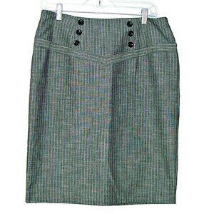 AGB Womens Pencil Stretch Skirt Sz 8 Gray Pin Striped Zip Closure Buttons Macy's